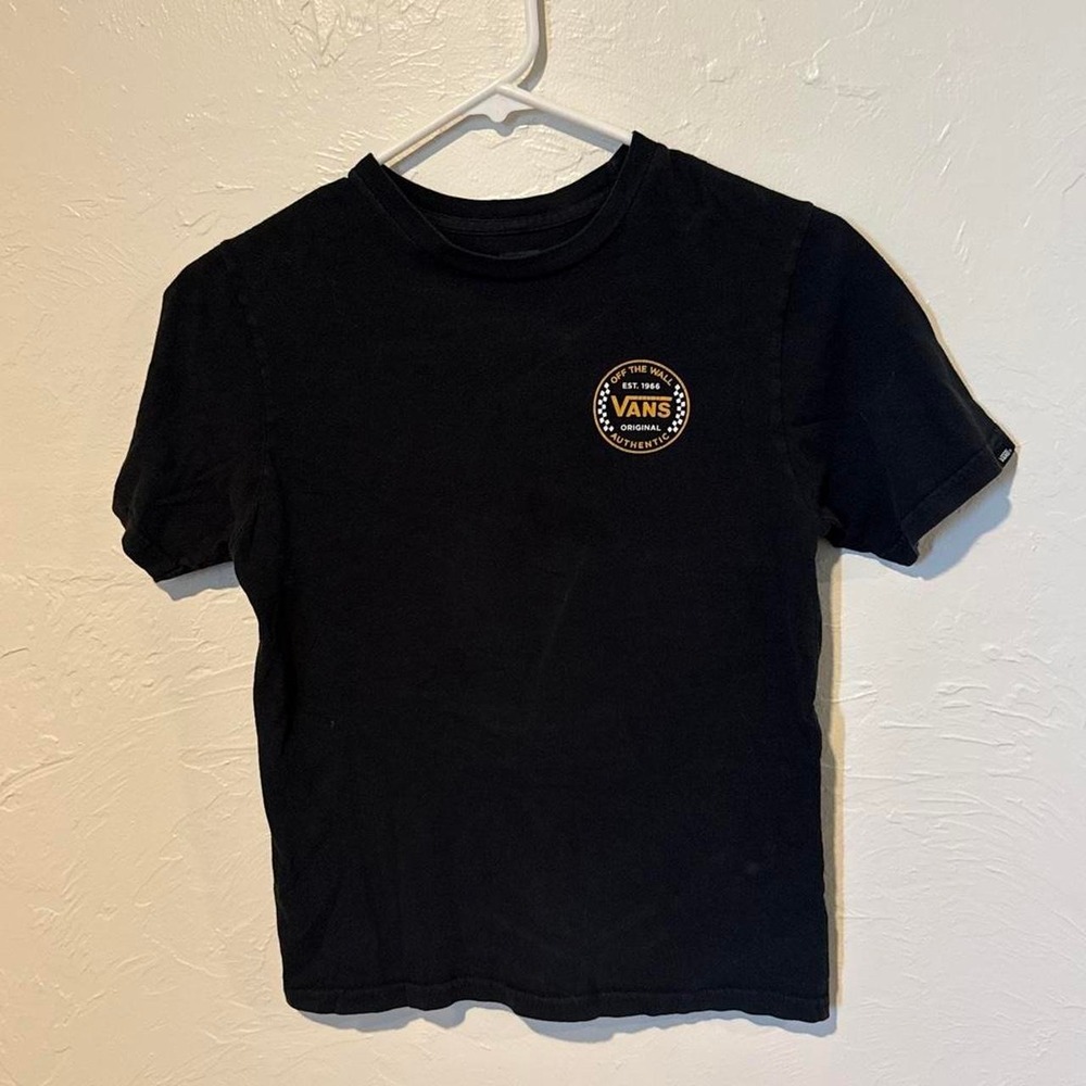 Vans Boys Small Black Gold Off The Wall Authentic Graphic T-Shirt S 8-10